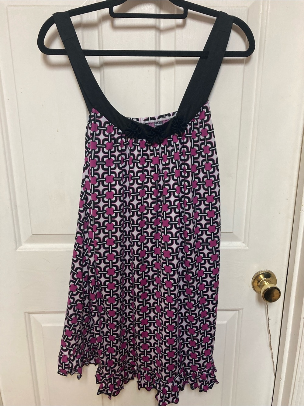 new directions Pink and Black Geometric Sleeveless Nightdress